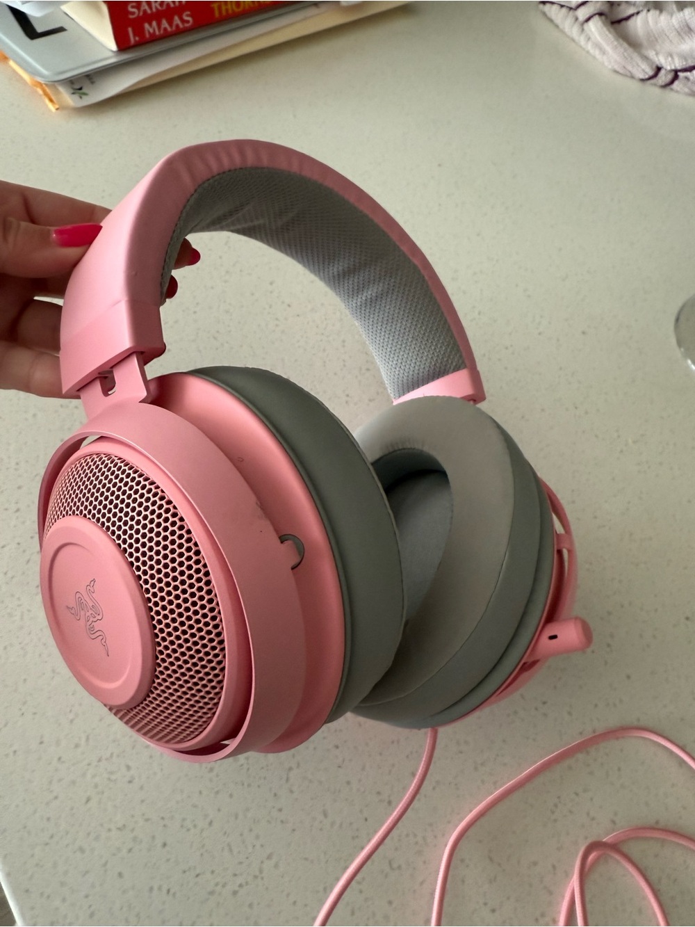 Razer Over-Ear Gaming Headphones in Pink and Gray
